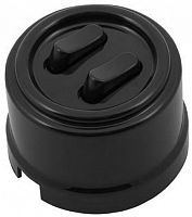 Выключатель-ретро пластик клавишный Bironi Лизетта 2-кл. черный картинка